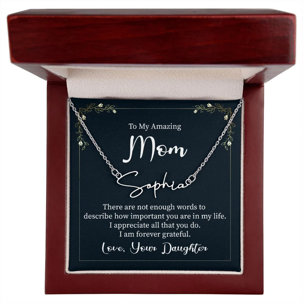 Mom There are Not Enough Words Personalized Silver Tone Name Necklace Cus